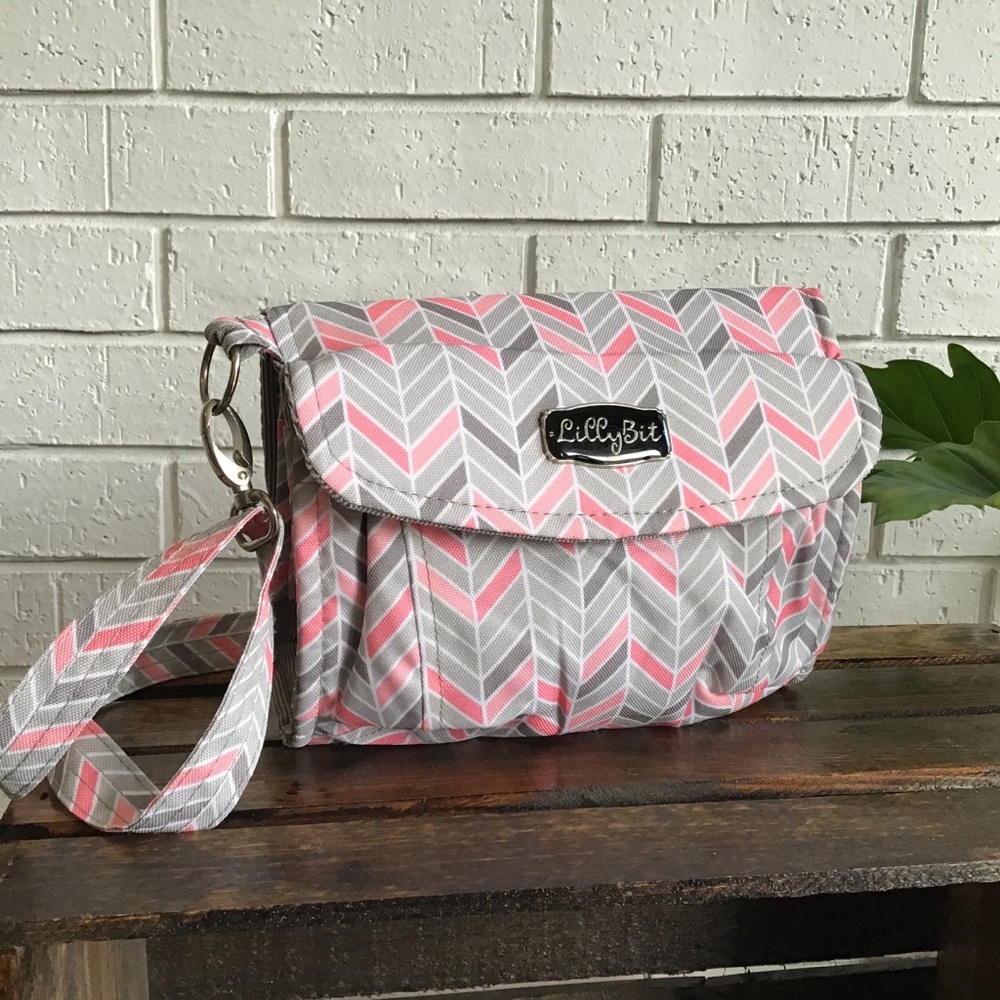 Lilly Bit Pink Chevron Makeup Diaper Clutch Bag